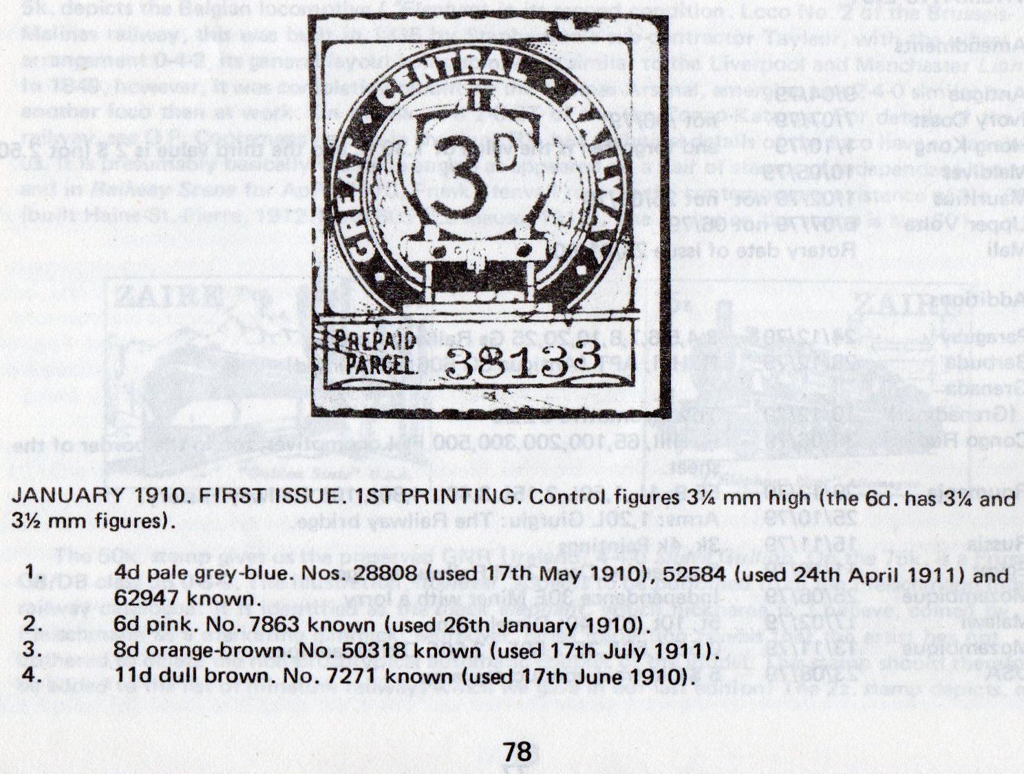 Great Central Railway Parcel Post Captain Jackson Railway Philatelic Group article on Station Names and Printings September 1980